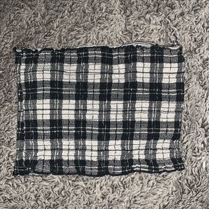 Black & white flannel tube top